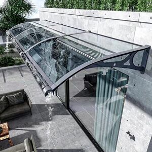 HFDASUENT Auvent de Porte d'entrée en Aluminium,Auvent Avant-Toît Porte Transparent Toit Abri Protection Pluie et Neige Protection pour Extérieur, Balcon, Terrasse, Porche (100x420cm/39x165in) - Publicité