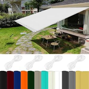 JIAHAO Voile d'ombrage Imperméable Rectangulaire 6.5 x 8 m UV Protection 98% Auvent Jardin Rectangulaire Résistant Aux Intempéries pour Patio Jardin, Terrasse, Balcon, Blanc - Publicité