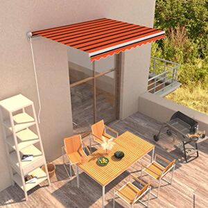 TEKEET Auvent rétractable manuel pour pelouse et jardin, extérieur Pour fenêtre et porte 300 x 250 cm Orange/marron - Publicité