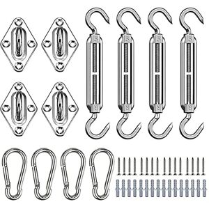 Hundnsney Kit de fixation pour voile d'ombrage Kit de fixation pour auvent triple angle en acier Quincaillerie de fixation de porte - Publicité