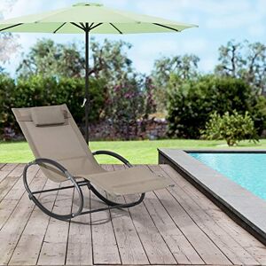 [en.casa] Bain de Soleil à Bascule Fauteuil de Jardin à Repose-Tête Amovible Transat Design à Sèchage Rapide Capacité de Charge 120 kg Acier Textile 153 x 63 x 81 cm Beige - Publicité