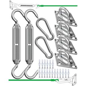 EVERSEE Kit de fixation Voile d'ombrage pour Triangle, Carré & Rectangle, Heavy Duty antirouille Soleil Voile D'ombrage 304 Inoxydable Voile d'Ombrage, - Publicité