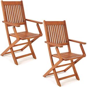 Deuba Set de 2 chaises Pliantes 'Sydney' en Bois d'acacia certifié FSC pour Salon de Jardin accoudoirs extérieur Pliable Chaise de Table pré-huilé Balcon terrasse - Publicité
