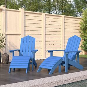 AIJUUKJP Furniture Home Tools Lot de 2 chaises de jardin Adirondack avec repose-pieds en polyéthylène haute densité Bleu turquoise - Publicité