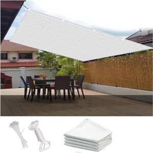 LIJIAO Voile D'Ombrage Auvent Rectangulaire 1.4 x 3.2 m Protection Solaire en Tissu HDPE Voiles Solaire Pare-Soleil Jardin avec Oeillets et Cordons pour Terrasse Jardin Extérieur, Blanc - Publicité