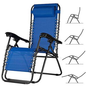 BAKAJI Chaise longue relax inclinable modèle Fasciato avec structure en acier et tissu textilène 165 x 69 x 112 cm pour plage jardin extérieur (Bleu - Publicité