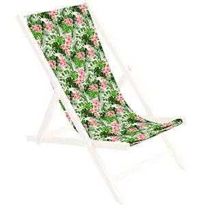 Ferocity Toile de Rechange 131x44 cm, Tissu De Remplacement De Fauteuil de Plage, Chaise Longue Pliante en Bois Motif Palm Brillantes [119] - Publicité