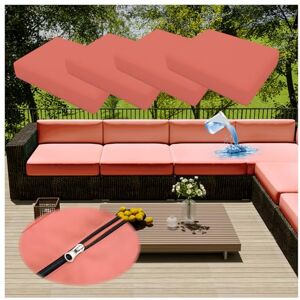 EXTLEZSA Lots De 4 Housses De Coussins De Siège Imperméables Housse De Coussin De Canapé Avec Fermeture éclair, Housse De Remplacement Anti-poussière (33 * 65cm,Rouge Corail) - Publicité