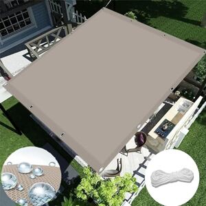 MYUANH Voiles Ombrages Imperméable Rectangulaire 1.7 x 4 m Ombrage UV Protection Voile d'ombrage Rectangle Voile d'ombrage avec Corde Libre pour Terrasse Jardin Extérieur, Kaki - Publicité