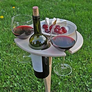 Richwu Outdoor Portable Wine Table,Petite Table Pliante Bois Pas Cher Jardin Ronde,Mini Table De Pique-Nique Portable en Bois avec Boissons, Pliable Le Jardin - Publicité