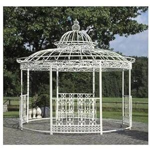 L'Héritier Du Temps Grande Tonnelle Kiosque de Jardin Pergola Abris Rond Gloriette en Fer Forgé et Fonte Blanc 340x370x370cm - Publicité