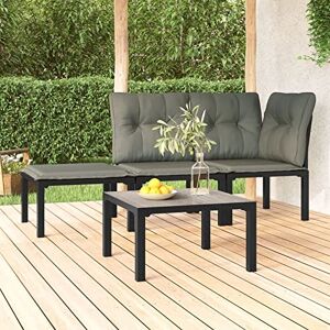 Gecheer Table Basse de Jardin Gris 55x55x31 cm DPC et Acier, Ensemble de Mobilier de Jardin, Canapé de Jardin Confort D'assise Salon de Jardin Exterieur pour Balcon Terrasse Patio - Publicité