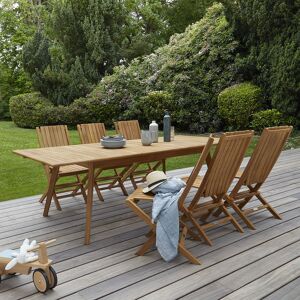 Cemonjardin Salon de jardin Bali en teck : table + 6 chaises