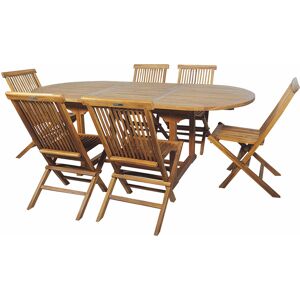 Cemonjardin Salon de jardin en teck grade C Lombok : table ovale + 6 chaises