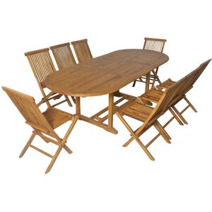 Cemonjardin Salon de jardin en teck grade C Lombok : table ovale + 8 chaises