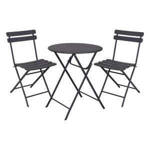 Cémonjardin Ensemble table de jardin anthracite Bistro + 2 chaises