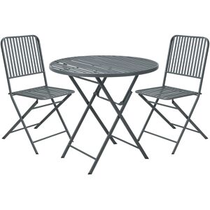 Cémonjardin Ensemble table de jardin bistro ronde anthracite + 2 chaises