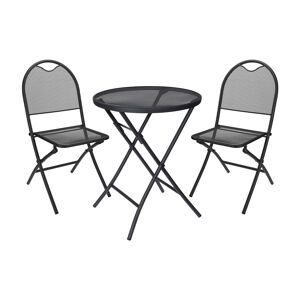 Cémonjardin Ensemble table de jardin ronde anthracite + 2 chaises