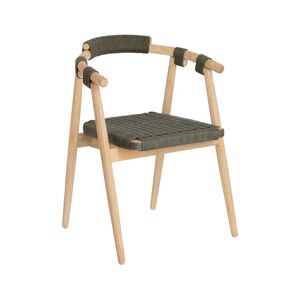 Kave home Chaise Majela en bois d'eucalyptus et corde - verte - Lot de 2