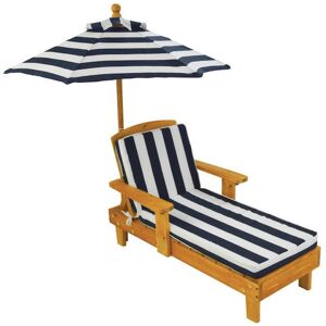 Kidkraft - Chaise Longue D'extérieur En Bois Pour Enfant Avec Parasol Et Coussin Bleu TU - Publicité