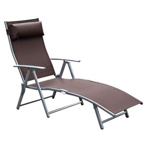 Outsunny Transat inclinable multi-positions pliable marron