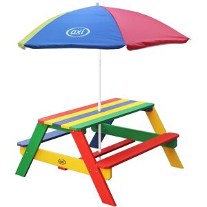 Axi Table de pique-nique avec parasol arc-en-ciel Bleu 95x49x98cm