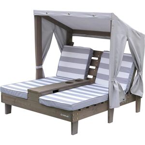KidKraft Double chaise longue enfant avec coussins rayés gris et blanc