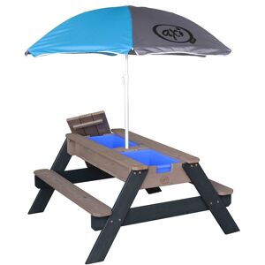 Table sable et eau anthracite avec parasol