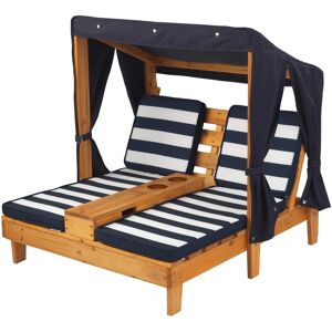 KidKraft Double chaise longue enfant avec coussins rayés bleu et blanc