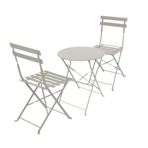 Essenciel Green Ensemble table et chaise exterieur bistrot pliant 2 places acier taupe Taupe 0x0cm