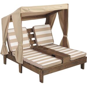 KidKraft Double chaise longue enfant avec porte-gobelets blanc et beige Beige 93x90x85cm