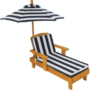 Chaise longue d'extérieur pour enfant avec parasol bleu Bleu 91x49x52cm