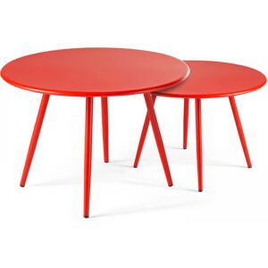 Oviala Lot de 2 tables basses de jardin en acier rouge