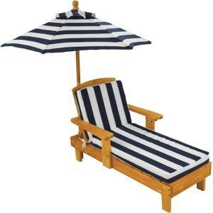 KidKraft Chaise longue en bois enfant avec parasol bleu et blanc