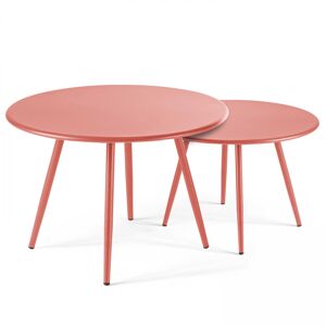 Oviala Lot de 2 tables basses ronde en acier argile 50 cm