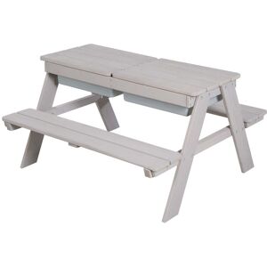 roba Table de pique-nique pour 4 enfants en bois gris avec 2 bacs