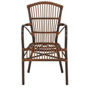 Meubles & Design Chaise de jardin marron en rotin et metal Marron 55x90x63cm