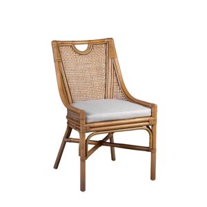 Set 2 chaises en rotin beige avec coussin Beige 56x90x62cm