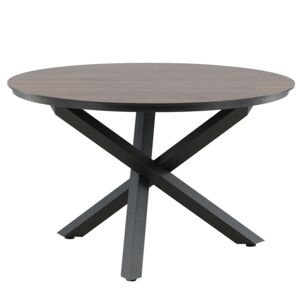 Meubles & Design Table de jardin ronde 120cm pieds metal noir