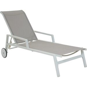 Beau Rivage Bain de soleil en aluminium blanc et textilene gris Blanc 164x40x74cm