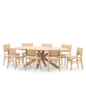 Defora Home Ensemble table ovale et chaises 8 places en bois 220x115