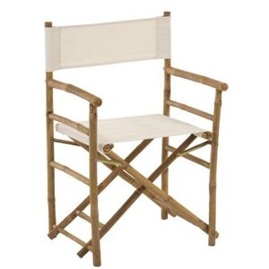 Wadiga Fauteuil metteur en scene de jardin pliant en bambou et tissu blanc Blanc 50x50x50cm