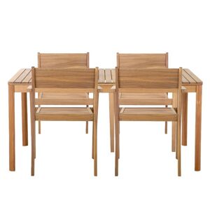 Beau Rivage Ensemble table en bois d'acacia FSC 160 cm et 4 fauteuils de jardin