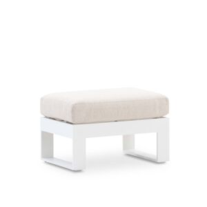 Defora Home Repose-pieds de jardin en aluminium blanc avec coussin