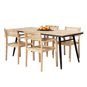 Beau Rivage Ensemble table en bois d'acacia FSC et 4 chaises de jardin