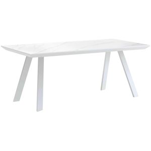 Oviala Table de jardin rectangulaire marbre blanc