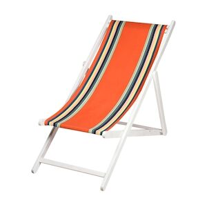 Lot de 2 chiliennes XL pliantes règlables - 100 % coton - bois blanc - multicolore - MAULEON ORANGE - Publicité