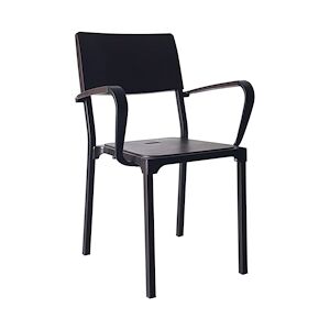 INOLOISIRS Fauteuil de terrasse Koursi aluminium et polypropylène noir - Lot de 24 unités