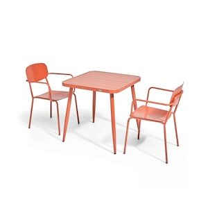 Oviala Business Ensemble table de jardin et 2 fauteuils en aluminium terracotta - Oviala