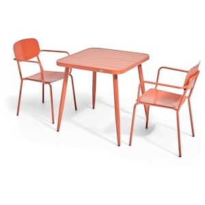 Oviala Business Ensemble table de jardin et 2 fauteuils en aluminium terracotta - Oviala - Publicité